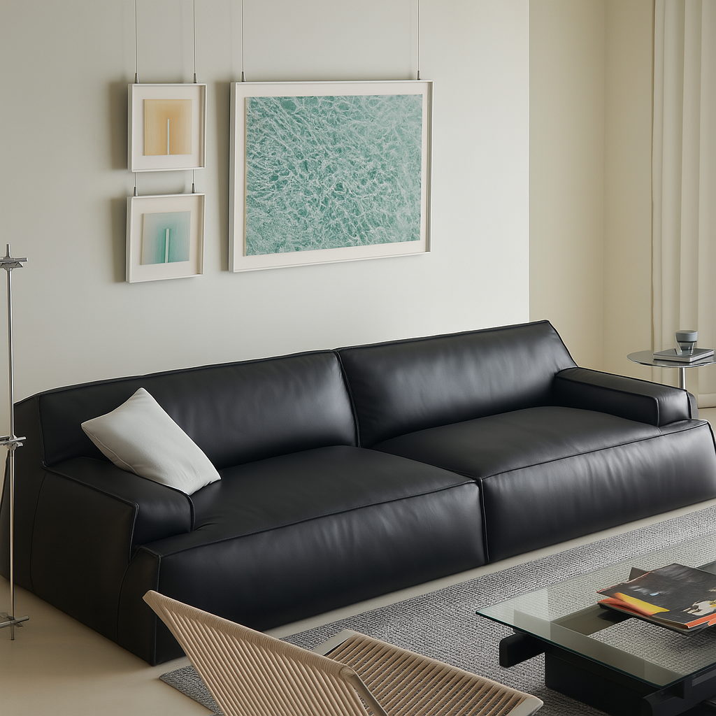 Canapé minimaliste en cuir pleine fleur Deacon