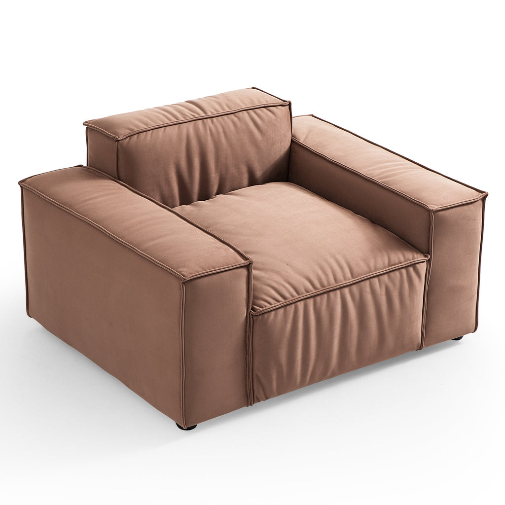 Ensemble de canapés d'angle de luxe minimaliste en tissu marron
