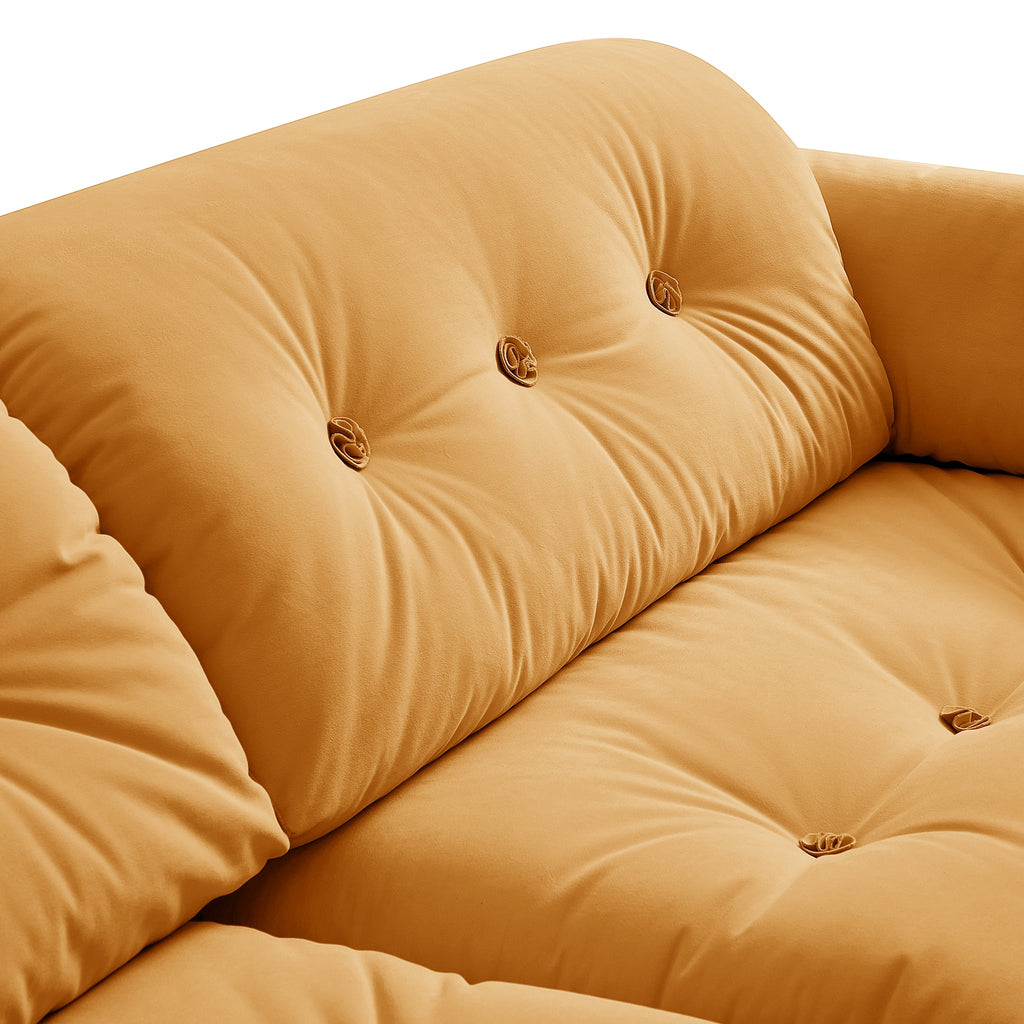 Canapé capitonné jaune beurre