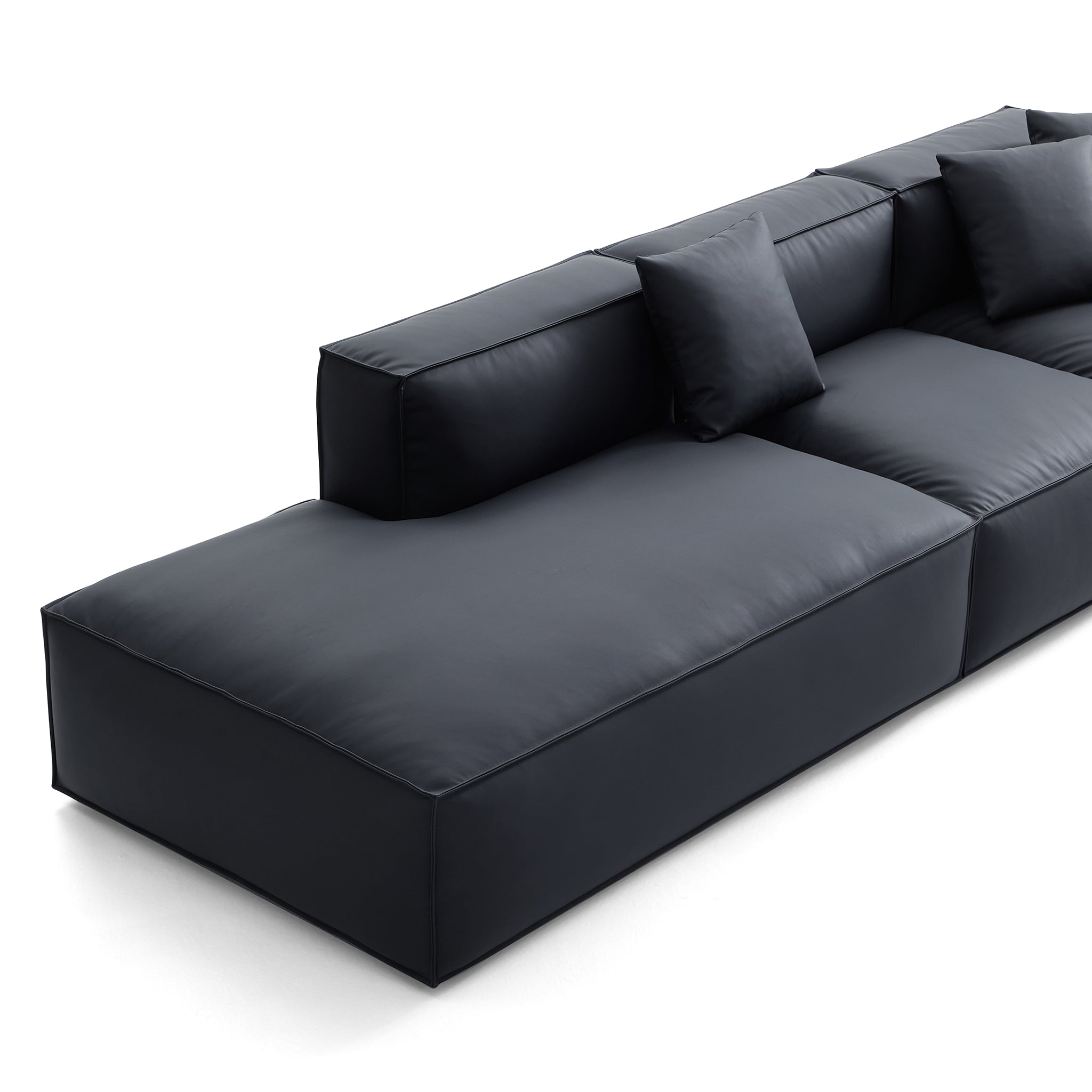 Canapé en cuir noir minimaliste géométrique