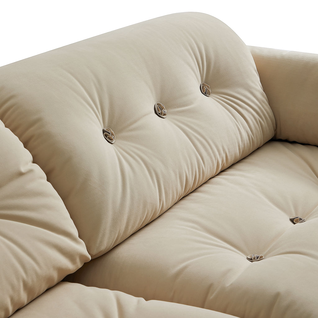 Canapé capitonné jaune beurre