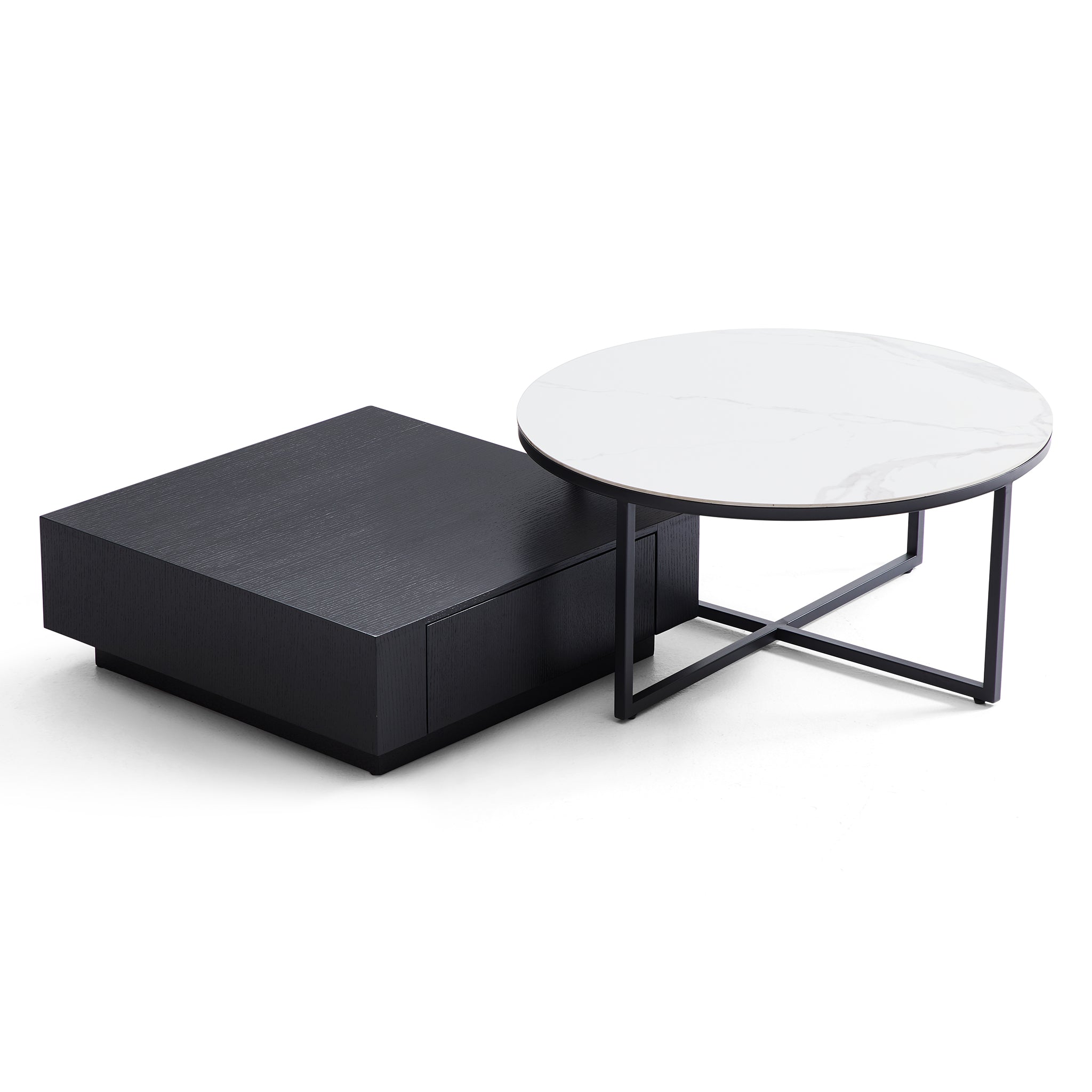 Ensemble de tables basses rondes et carrées Clarence