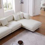 Canapé d'angle en cuir marron vanille