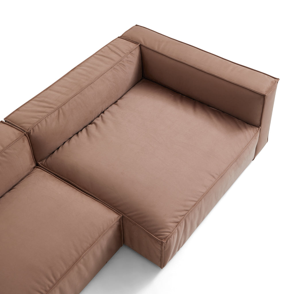 Canapé sectionnel en U de luxe en tissu marron minimaliste