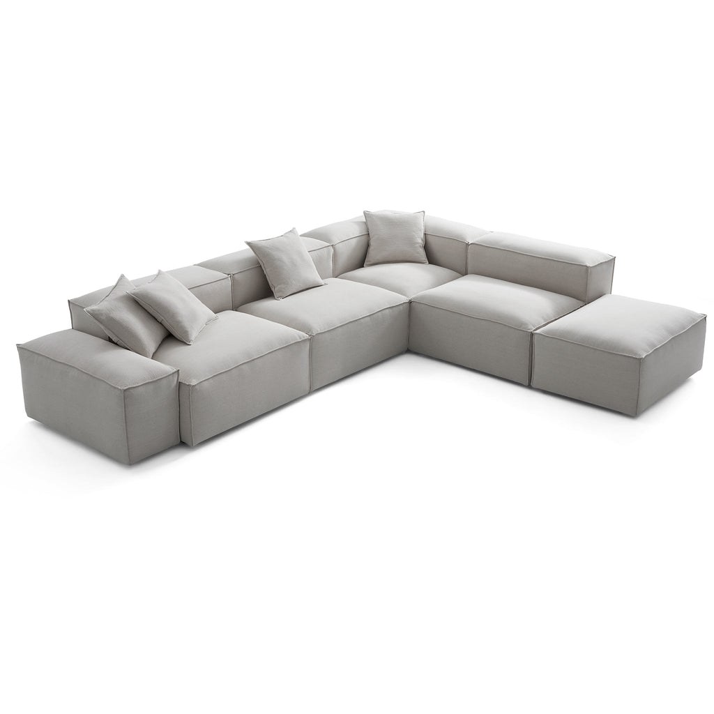 Canapé modulable en L et pouf gris Freedom