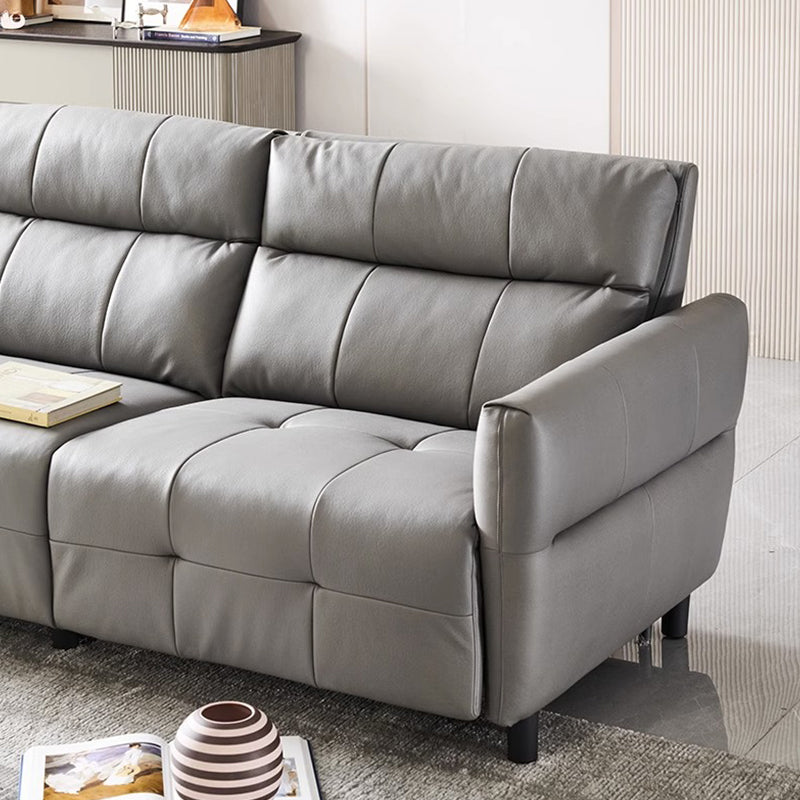 Canapé inclinable modulaire en cuir gris anthracite Lattice