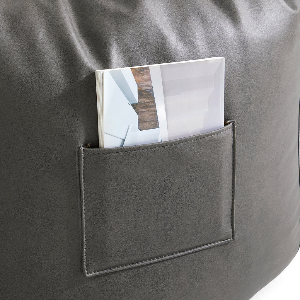 Pouf Litton en cuir gris