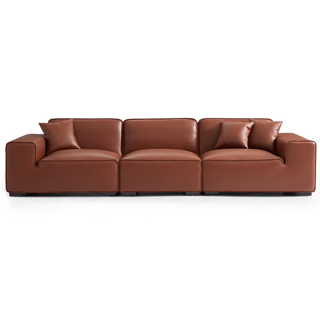 Ensemble de canapés modulaires en cuir gris foncé Domus