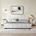 Lit en tissu bouclé moelleux