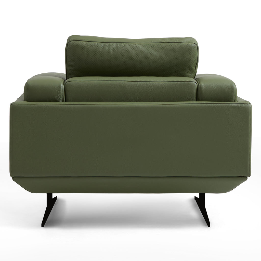 Fauteuil Olivia Green en cuir véritable pleine fleur