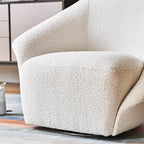 Chaise pivotante en tissu bouclé beige Calla