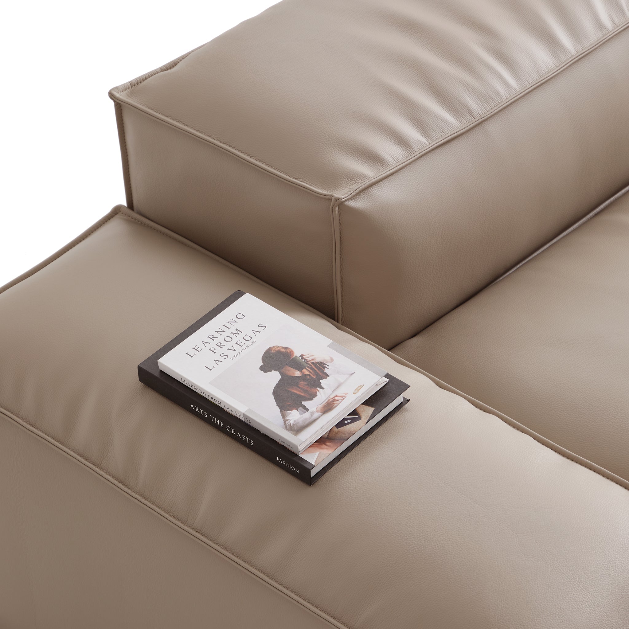 Canapé modulaire Cube en cuir véritable marron