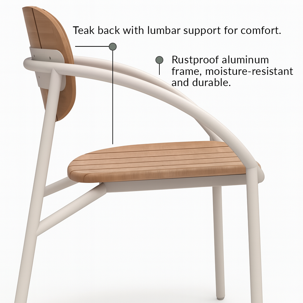 Ensemble de salle à manger d'extérieur Chloe pour 4 personnes avec table ronde en teck