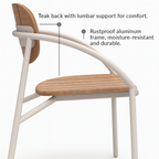 Ensemble de salle à manger d'extérieur Chloe pour 4 personnes avec table ronde en teck