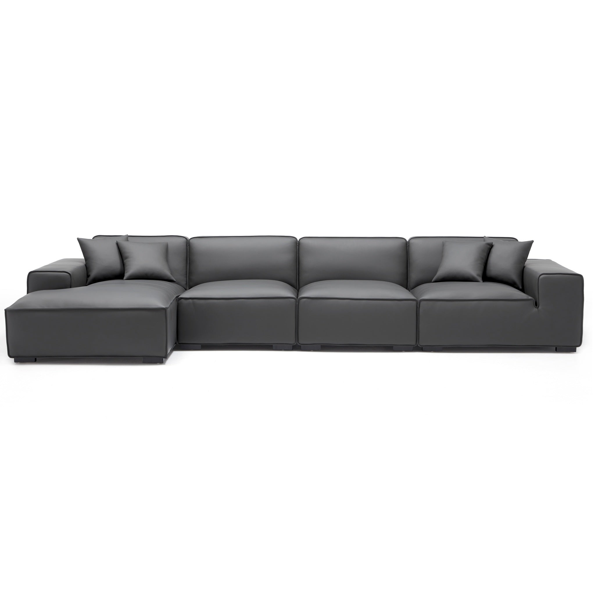 Canapé d'angle modulaire en cuir noir Domus