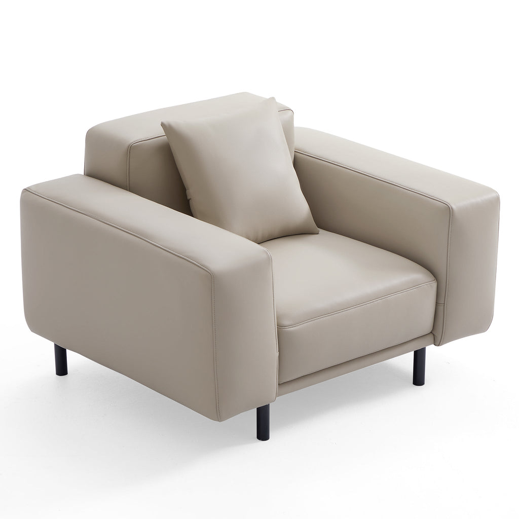 Fauteuil en cuir beige noble