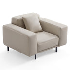 Fauteuil en cuir beige noble