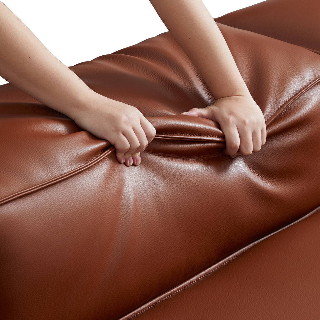 Canapé d'angle double face modulaire en cuir véritable kaki Cube