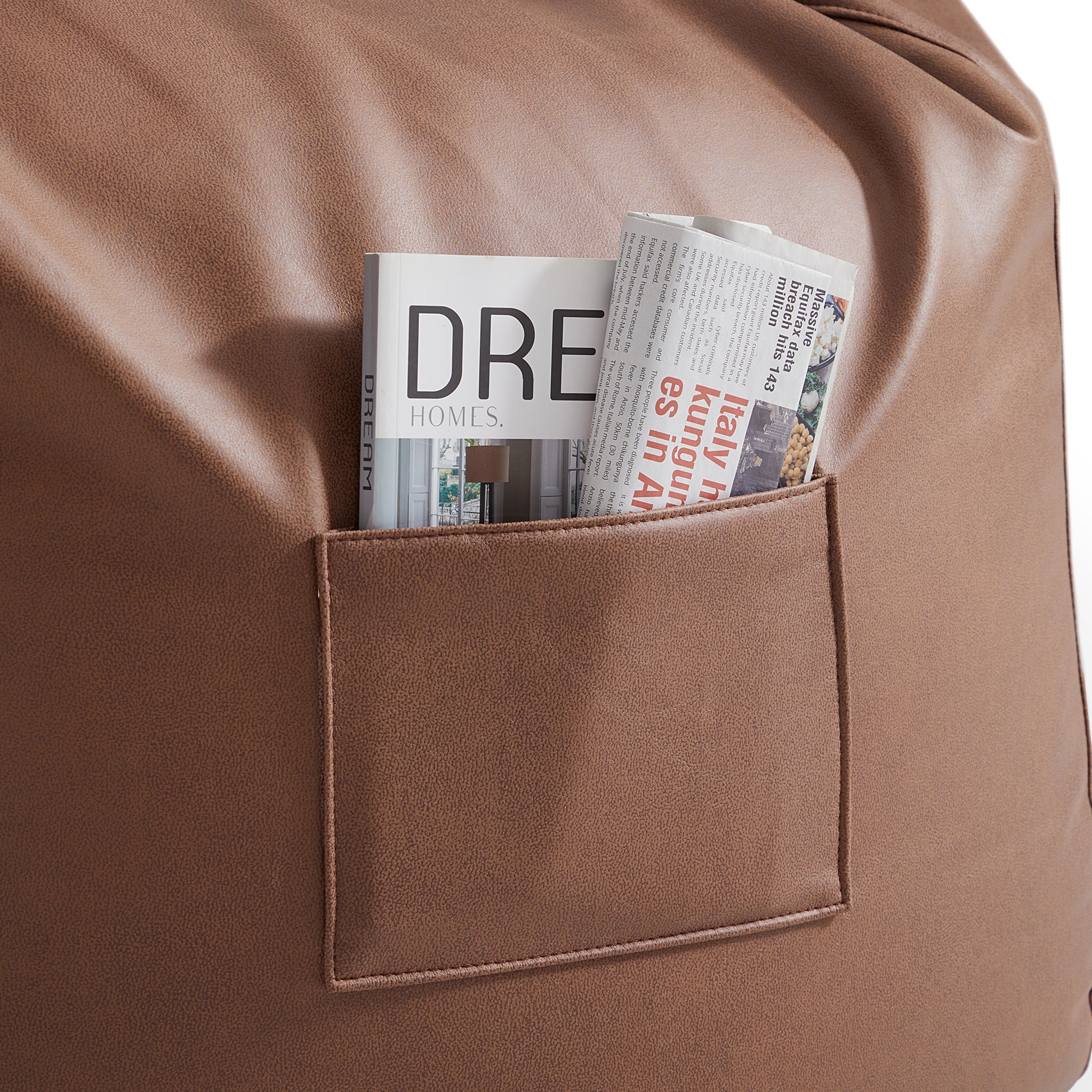 Pouf Litton en cuir gris