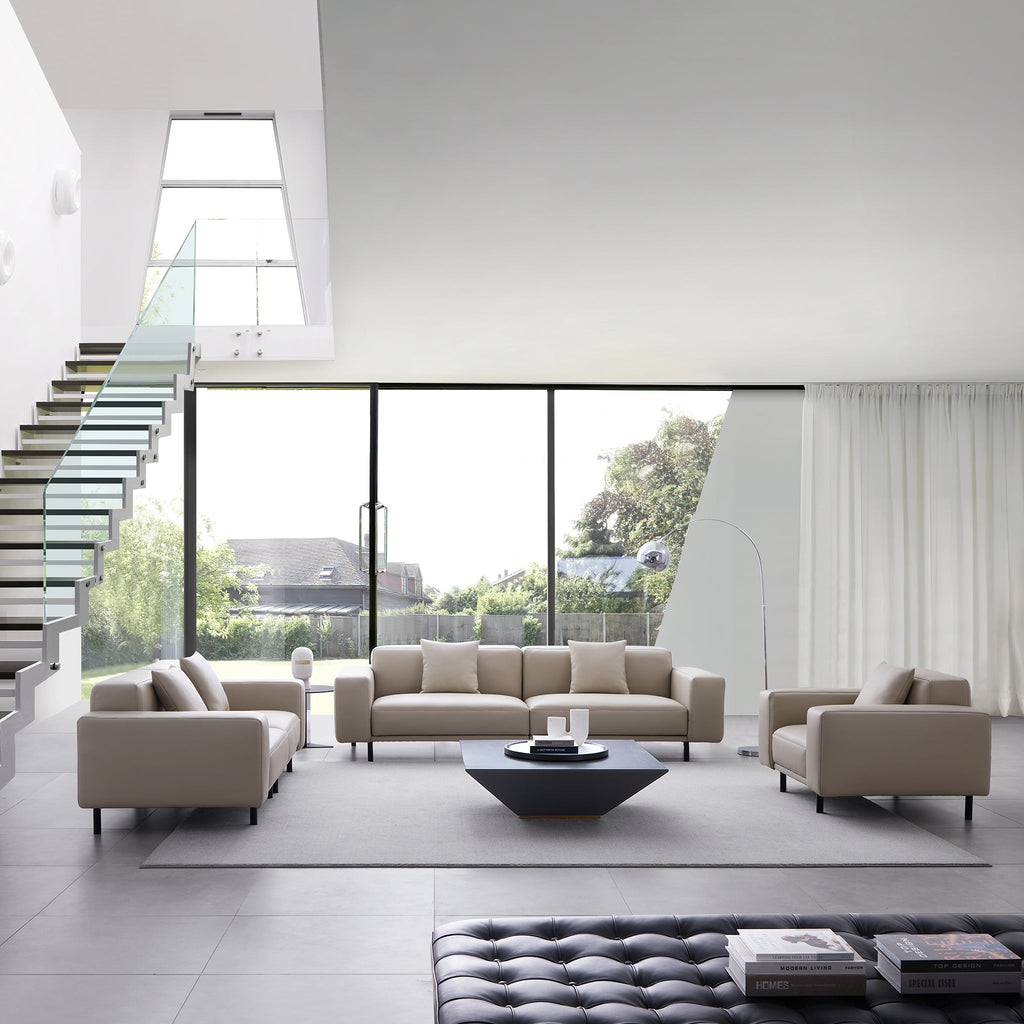 Ensemble de canapés en cuir beige noble