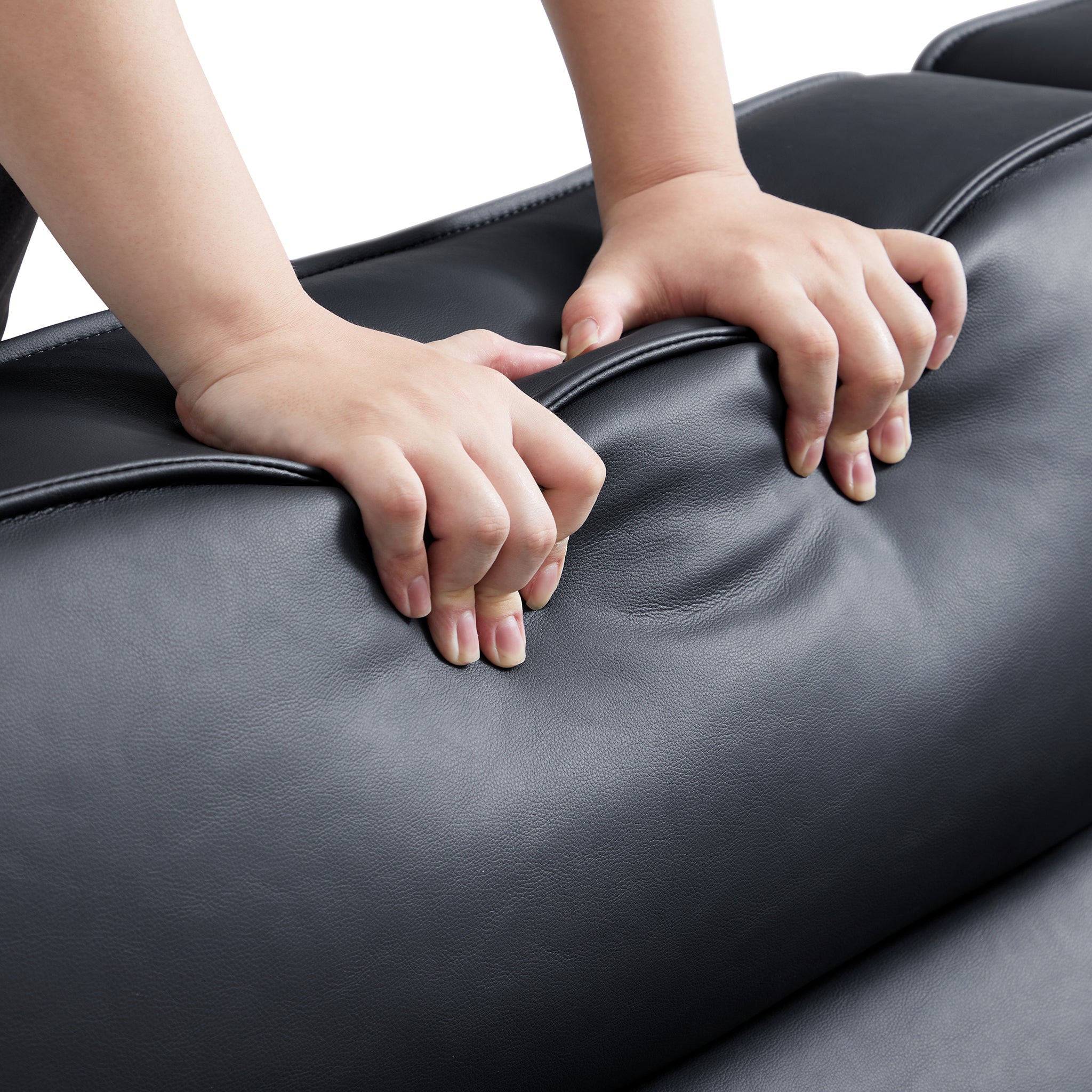 Canapé modulaire en cuir à dossier haut et pouf Domus