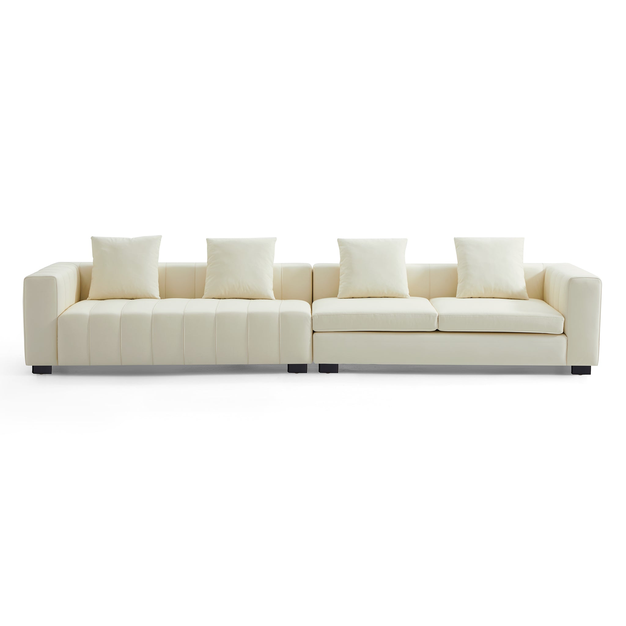 Canapé en cuir beige piano