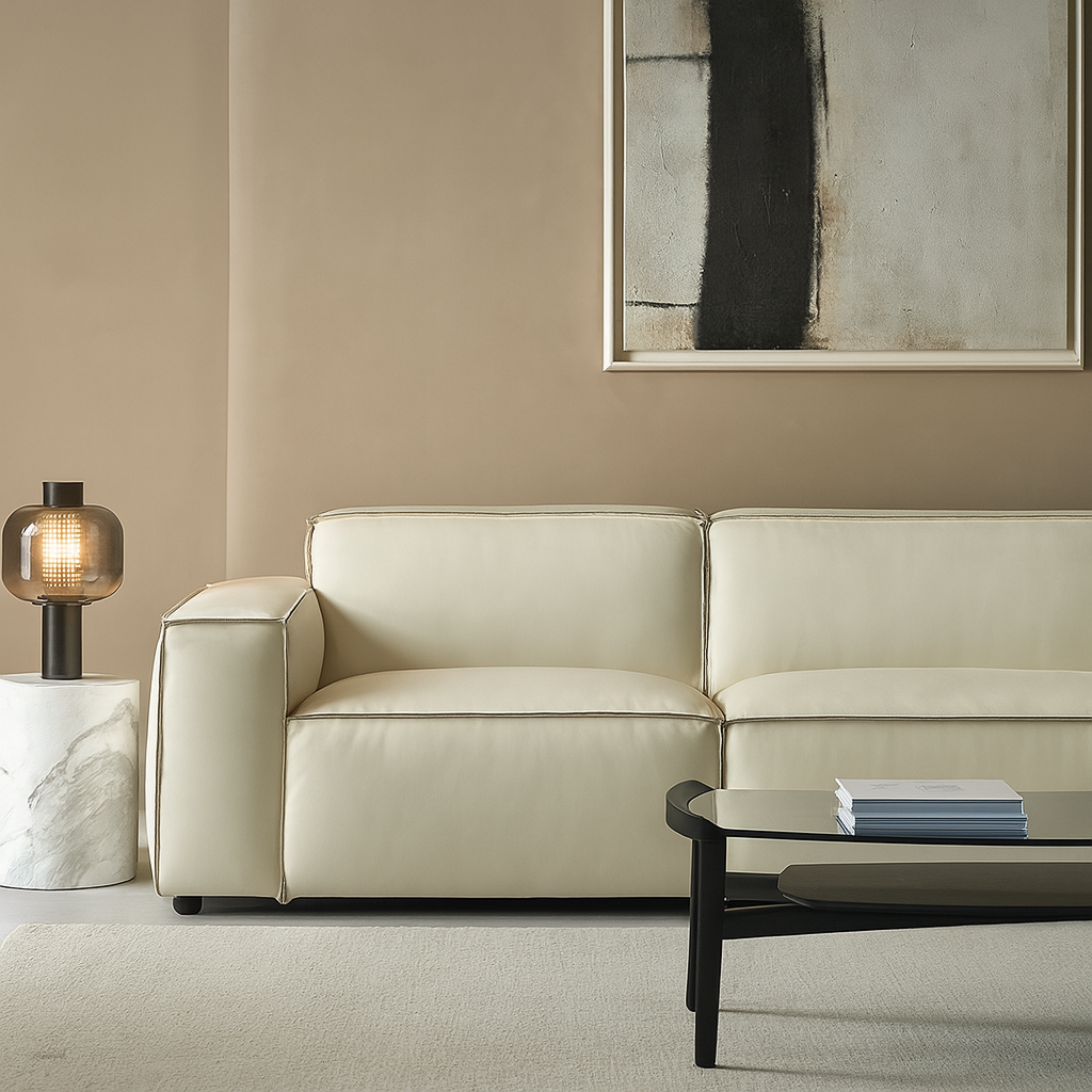 Canapé Kendall en cuir pleine fleur italien