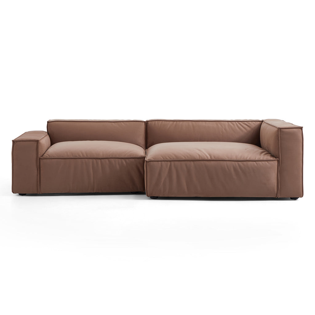 Ensemble de canapés d'angle de luxe minimaliste en tissu marron