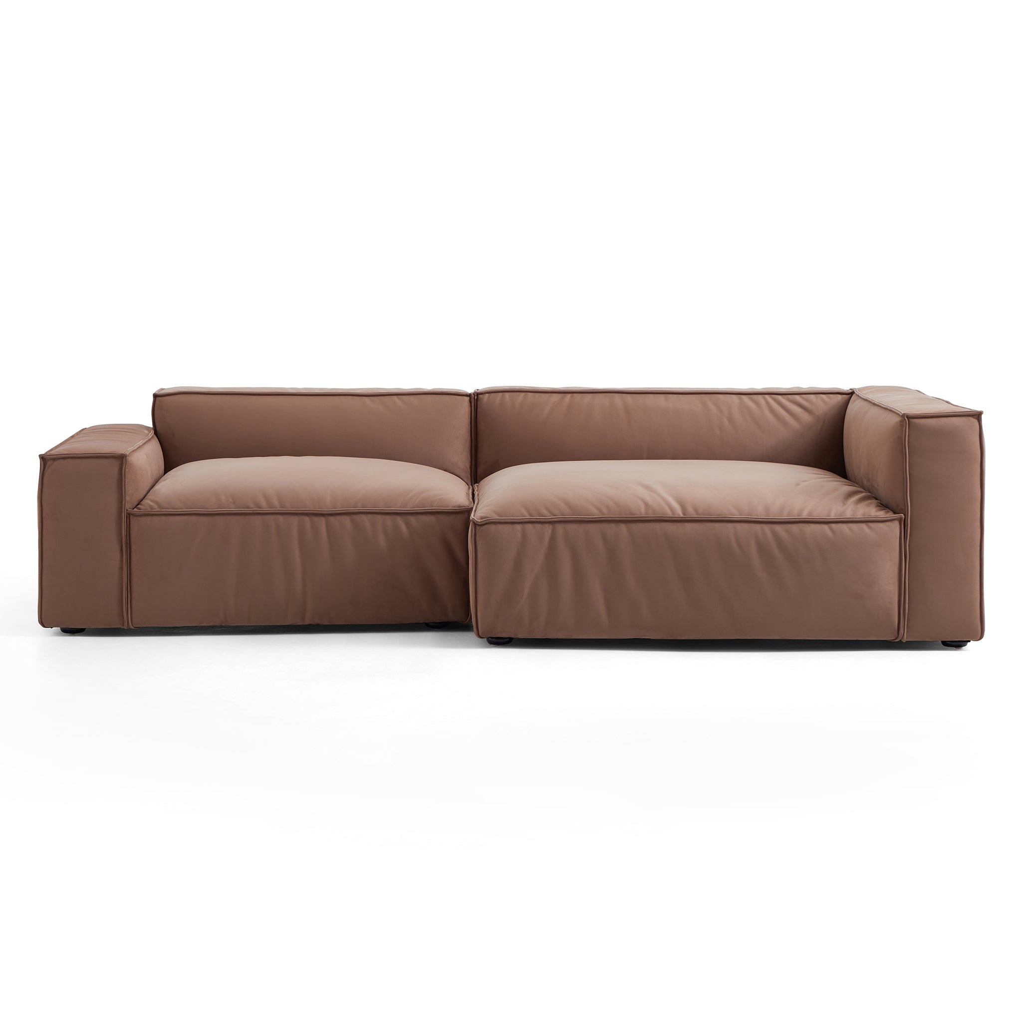 Ensemble de canapés d'angle de luxe minimaliste en tissu marron