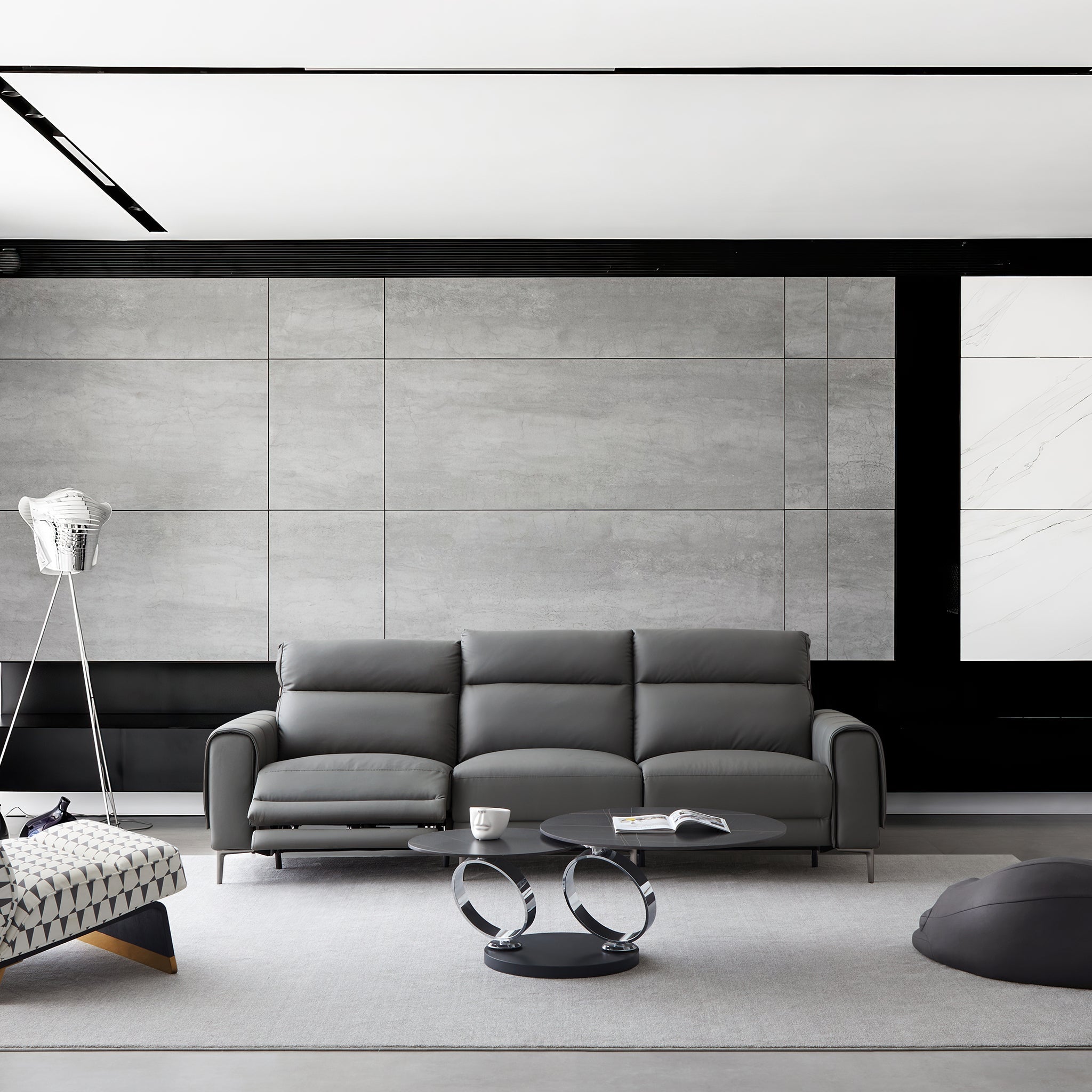 Canapé-lit inclinable électrique en cuir Louis