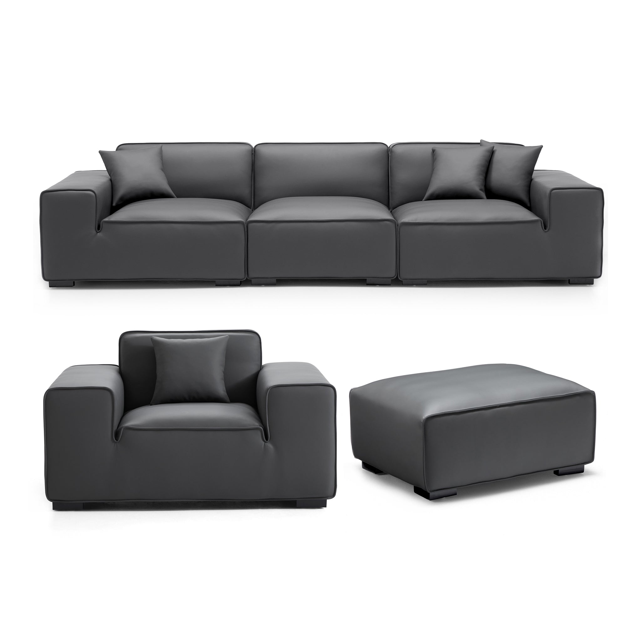 Ensemble de canapés modulaires en cuir kaki Domus