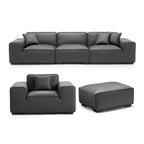 Ensemble de canapés modulaires en cuir gris foncé Domus