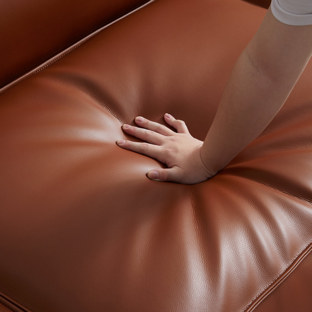 Canapé d'angle modulaire en U en cuir véritable marron Cube