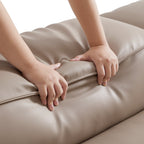 Canapé d'angle modulaire Cube en cuir véritable kaki