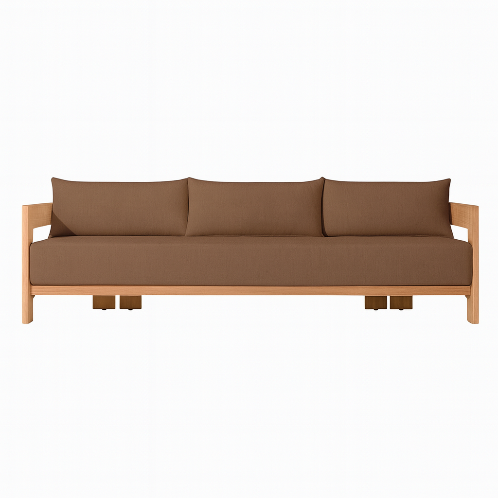 Ensemble de discussion d'extérieur Camryn avec coussins, teck/café