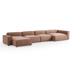 Canapé sectionnel et pouf de luxe minimaliste en tissu marron