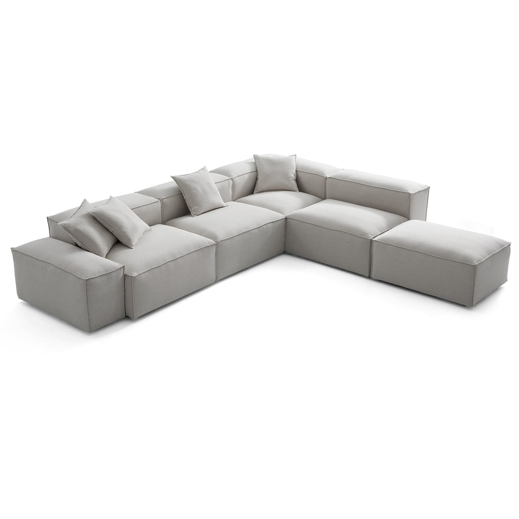 Canapé modulable en L et pouf gris Freedom