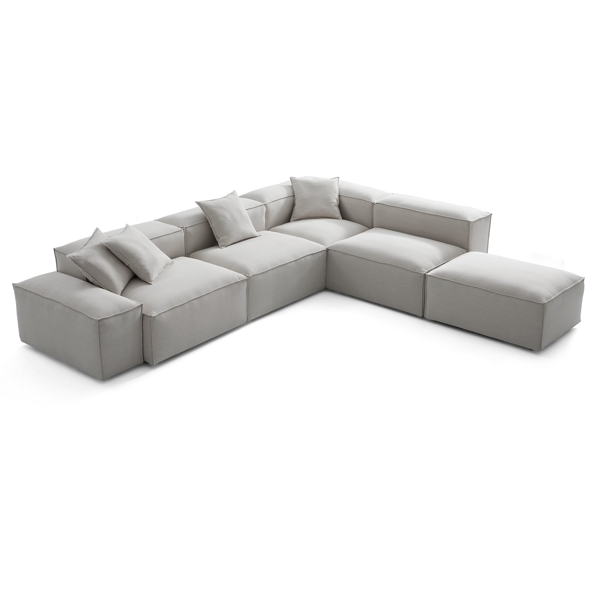 Canapé modulable en L et pouf gris Freedom