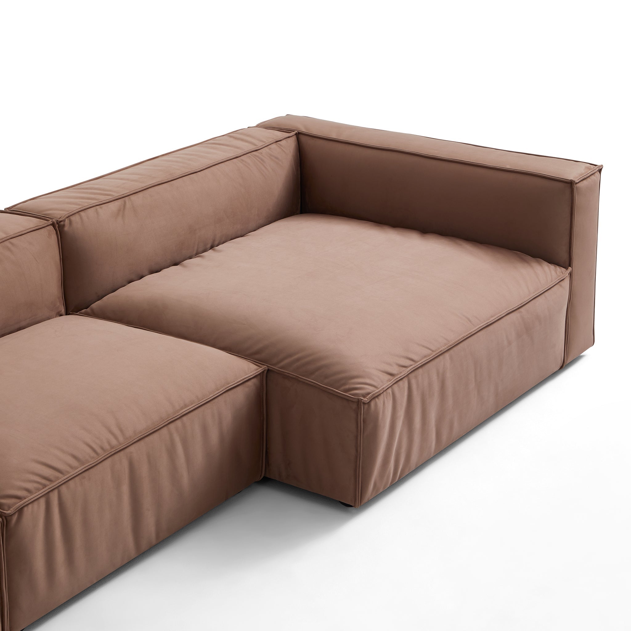 Ensemble de canapés d'angle de luxe minimaliste en tissu marron