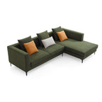 Canapé sectionnel en tissu vert Jungle en forme de L avec méridienne