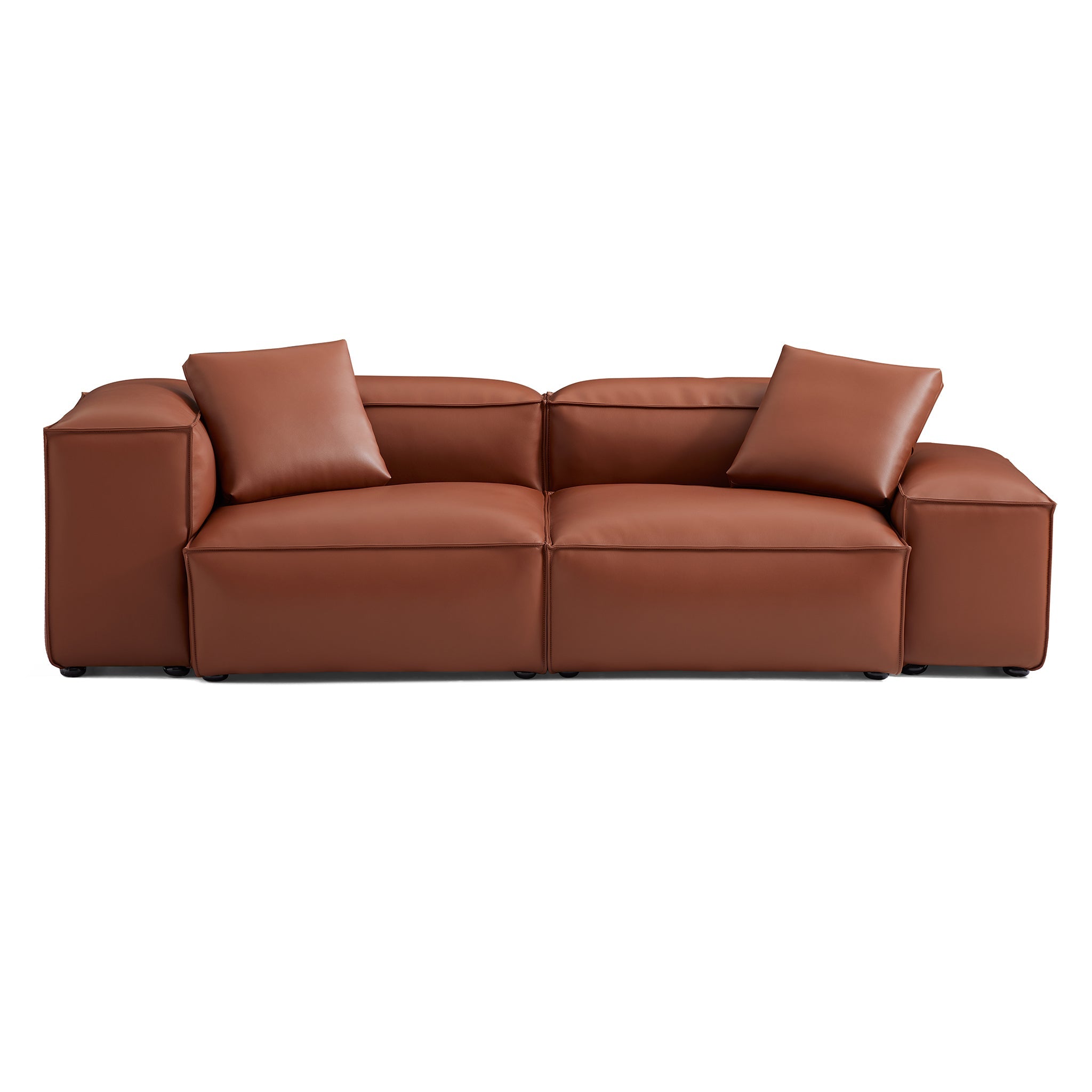 Canapé modulaire Cube en cuir véritable beige