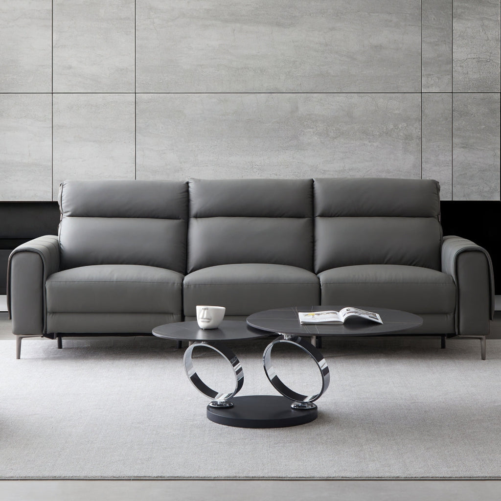 Canapé-lit inclinable électrique en cuir Louis Gray