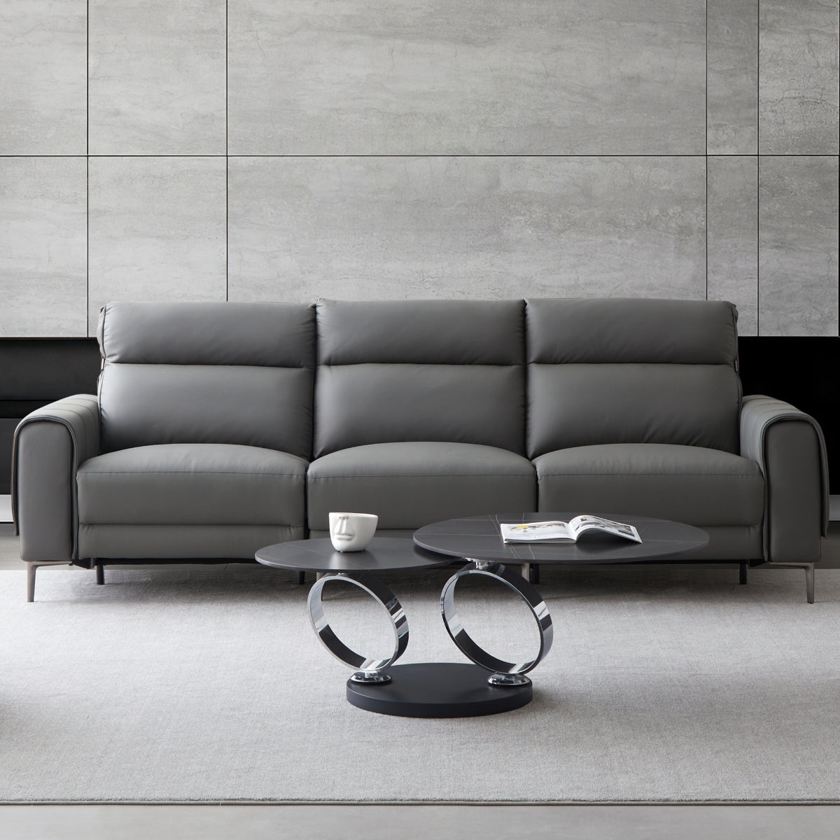 Canapé-lit inclinable électrique en cuir Louis Gray