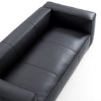 Canapé smoking en cuir véritable beige rouille