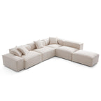 Canapé modulable en L et pouf gris Freedom