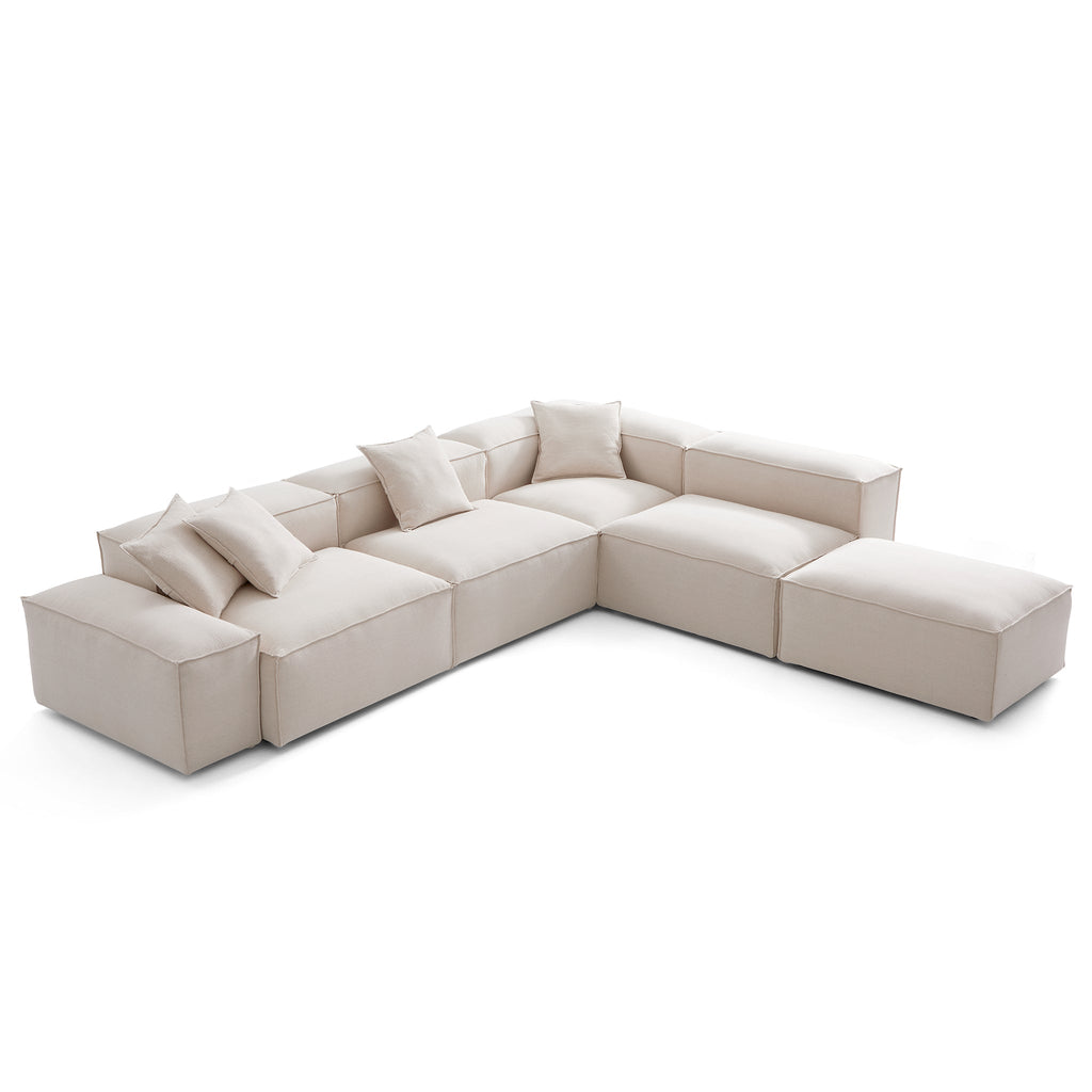 Canapé modulable Freedom en L et pouf kaki