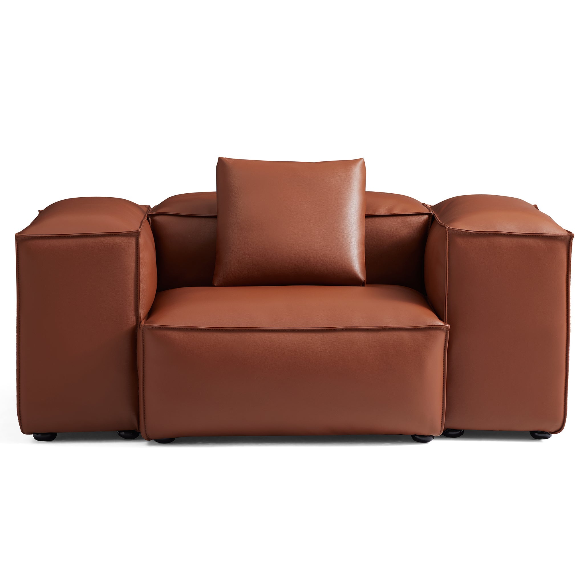 Fauteuil modulaire Cube en cuir véritable noir