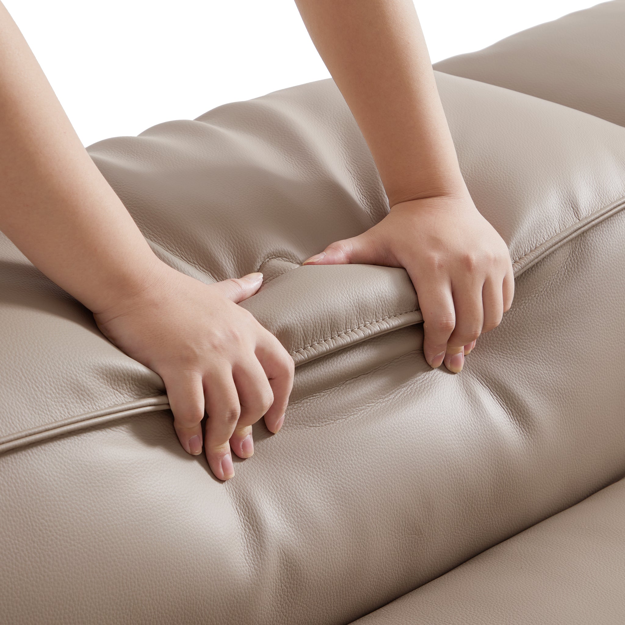 Fauteuil modulaire Cube en cuir véritable kaki