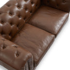 Canapé capitonné en cuir pleine fleur marron Durango Chesterfield
