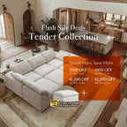 Canapé d'angle en U gris tendre Wabi-Sabi avec extrémités ouvertes